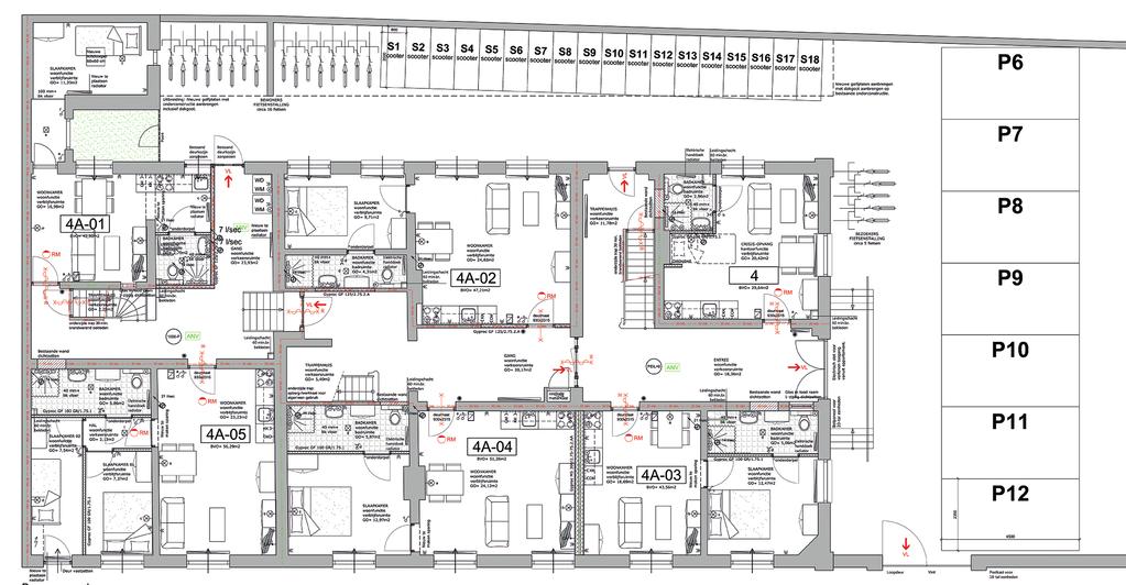 BEGANE GROND INDELING 2-KAMER APPARTEMENTEN Het appartement heeft 2 kamers; de woonkamer en een aparte slaapkamer alsmede een eigen badkamer met toilet.