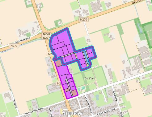 Bedrijventerrein Ysselsteyn: Gemengd bedrijventerrein: ruim 16 ha, milieucategorie 1,2,3.