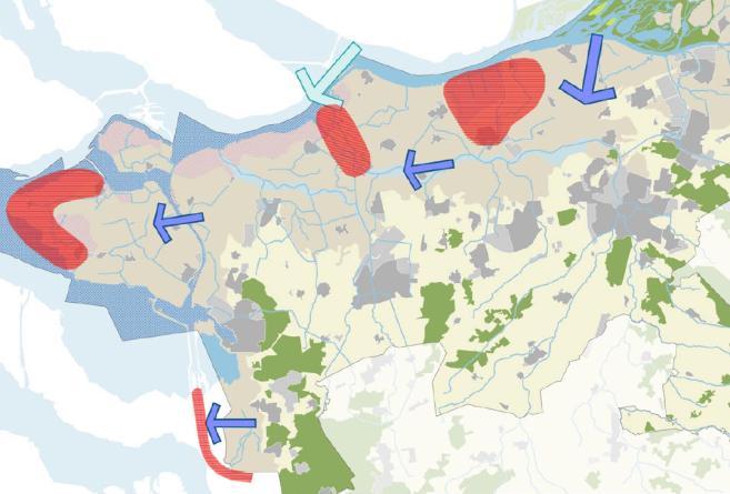 Figuur 6: Zoekgebieden uit de Ruimtelijke Visie West-Brabant 2030 Visie op duurzame energie 2020 Voor de realisatie van de duurzame energiedoelstelling is voor de hele regio West- Brabant aan de hand