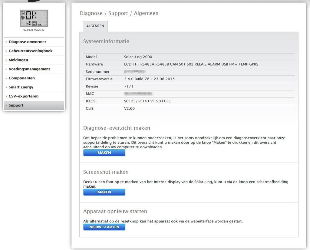 2.12.8 Support oproepen Om het menu-onderdeel Support te kunnen oproepen gaat u naar Diagnose Support. Afb.