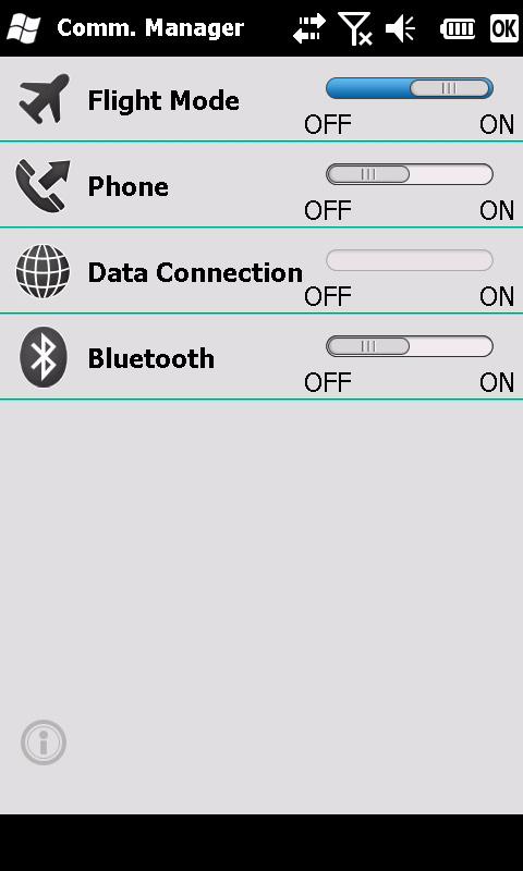 2. Tik op Vluchtstand AAN om alle telefoon-, Bluetooth- en gegevensverbindingen uit te schakelen. Comm. beheer De smartphone beschikt over functies voor telefoon, Bluetooth en gegevensverbinding.