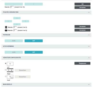 10 Projectorbesturing Confi gureert de functie van elk item in het projectormenu.