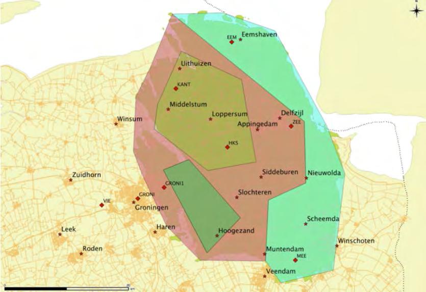 Central-North Background Central-South East Figure 1: Zonation for hazard assessment in the Groningen field. Lon Lat GRONI 6.566 53.2193 GRONI1 6.63 53.2348 ZEE 6.941 53.3206 EEM 6.801 53.4447 HOO 6.