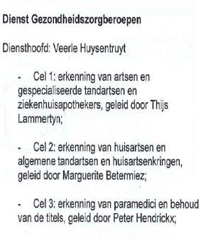 13 REORGANISATIE VAN DE DIENST TOT EEN DIENST ERKENNING GEZONDHEIDSZORG- BEROEPEN: PRODUCTIE 14 Diensthoofd & Materies Medewerkers Diensthoofd Muriel