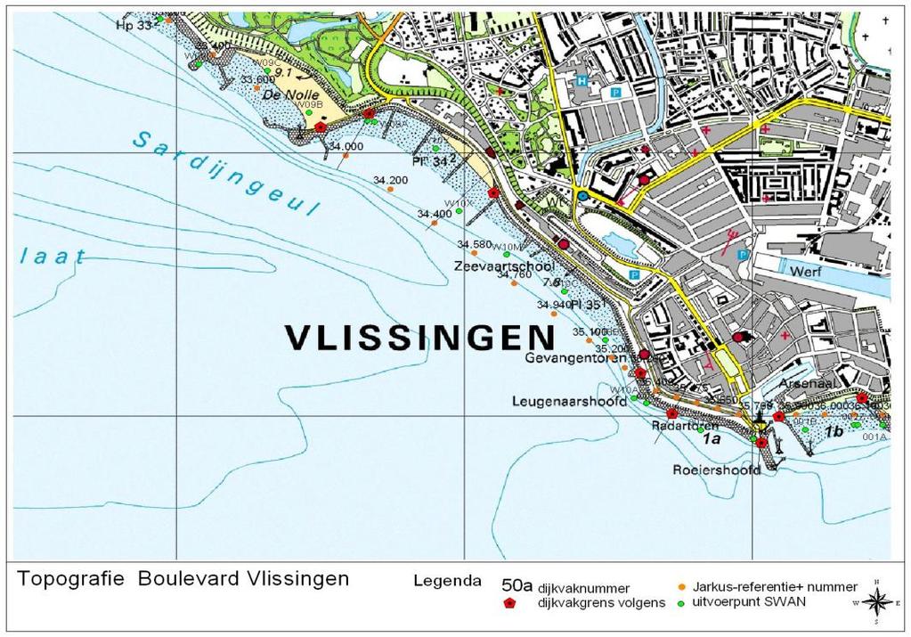 golfcondities per dijkvak voor een specifieke bekleding te komen worden een aantal stappen uitgevoerd. 1. Toepassen van de correcties voor stroming (zie paragraaf 4.4.1) en 2.