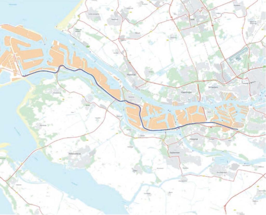 Figuur 6 Globale weergave studiegebied Havenspoorlijn en directe omgeving (blauwe lijn) 3.