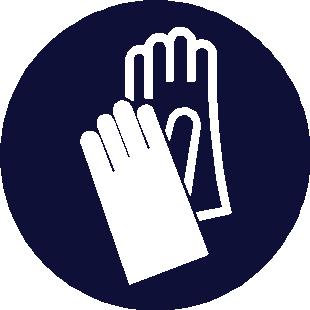 Chemisch resistente, ondoordringbare handschoenen, die aan een goedgekeurde norm voldoen, moeten gedragen worden als een risicoanalyse aangeeft dat huidcontact mogelijk is.