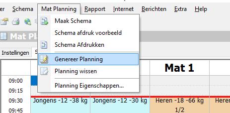 5. Mat Planning 2/8 Klik op Toernooi Dag!