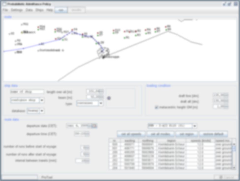 Werkwijze ProToel INPUT Schip: type, hoofdafmetingen, diepgang, GM Traject: trajectpunten, snelheidsprofiel,