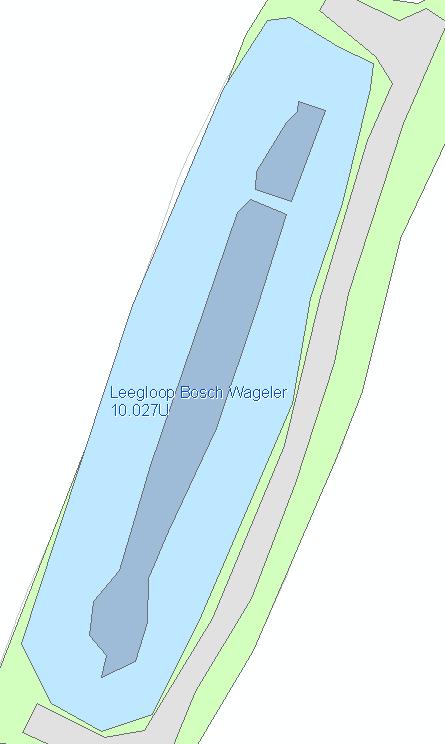 Vertaling naar BGT GBKN als basis en vertaling conform definitie oppervlaktewater: Donker blauw: waterdeel bgt-type = watervlak Lichter blauw: ondersteunend waterdeel type = oever, slootkant Groen: