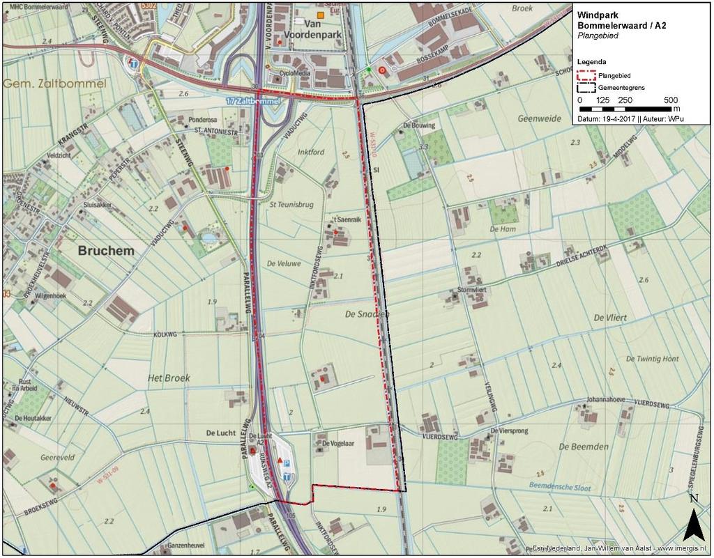 2 Figuur 1.1 Plangebied Windpark Bommelerwaard-A2 Bron: Pondera Consult Milieueffectrapportage m.e.r.-plicht Voor het windpark Bommelerwaard-A2 wordt een procedure van milieueffectrapportage (m.e.r.) doorlopen.