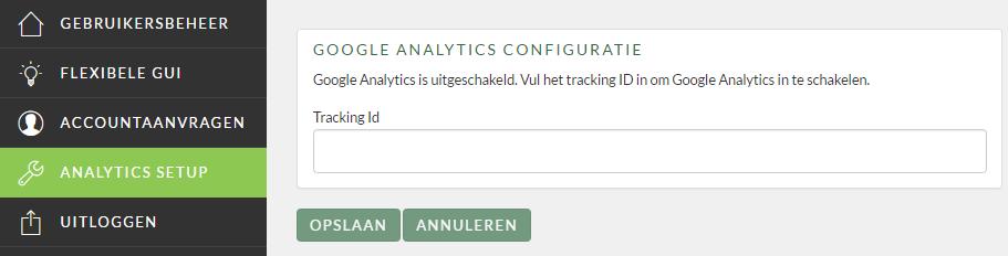 Aansluiting op Google analytics Beheerder maakt een account aan voor Google Analytics en