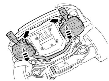 19 Verwijder de bouten in de achterste ophangingen van de uitlaatdemper. Verwijder de uitlaatdempers van de carrosserie. Tip Vraag een collega om hulp bij dit onderdeel.