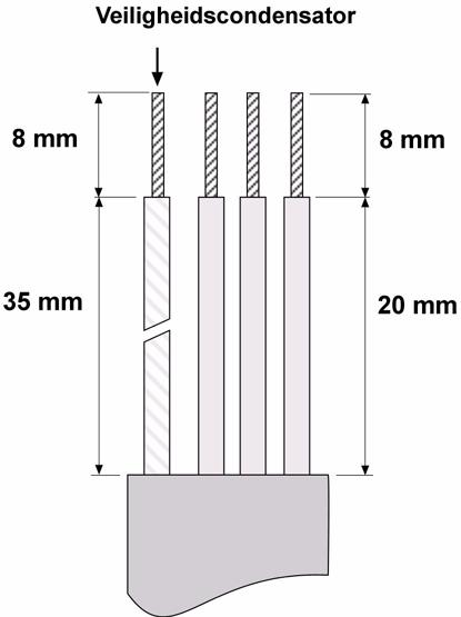 3 19 Installatie Honeywell 3.2.5 Striplengte van motor- en netvoedingskabels Afbeelding 3.9: Strippen van kabels Opmerking: Strip ook de plastic kabelomhulling voor 360 graden aarding.