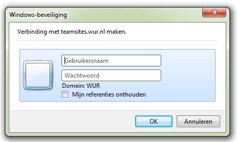 Als u voor de eerste keer inlogt op https://teamsites.wur.