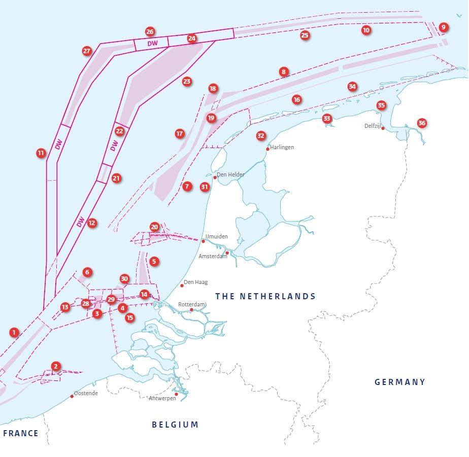 6.4 Gevaren route De zeevaarders is onderstaande afbeelding voorgelegd met de vraag welke route binnen het E.E.Z. NL men het meest recent gevaren heeft.