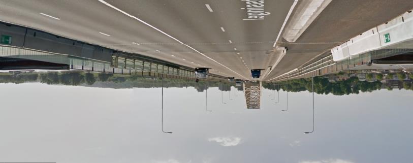 brug en tussen HRB en Fietspad - Nieuwe wegverlichting (hangverlichting aan kabels) - Aanstraalverlichting van de