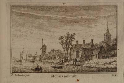 10 Moordrecht in 1780. Het dorp bestond uit twee straten met bebouwing.