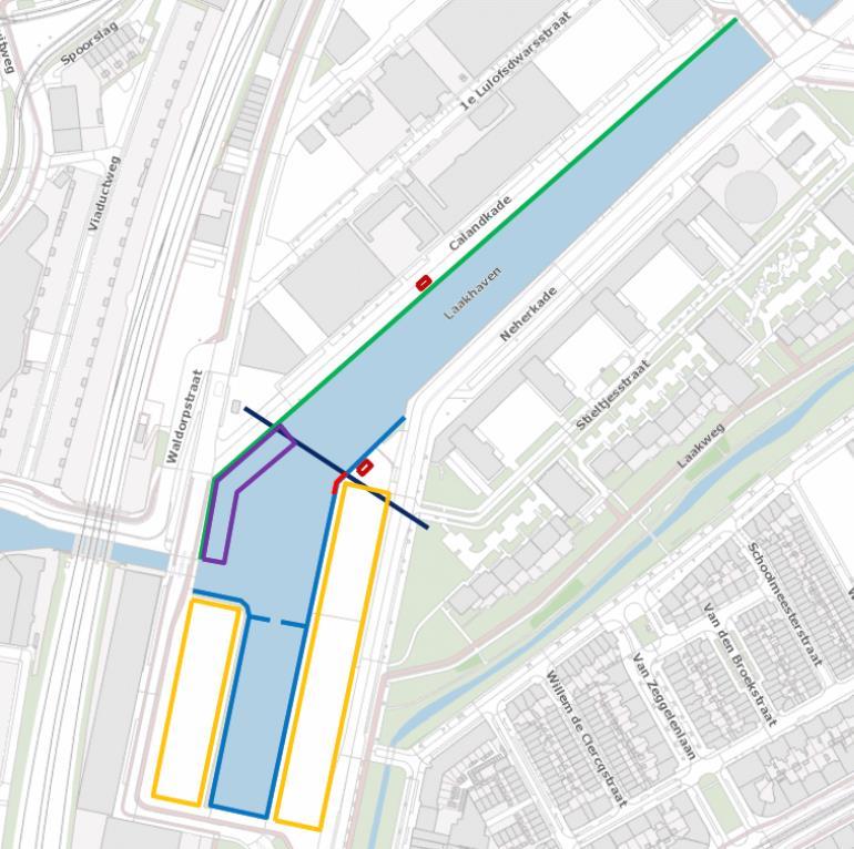 Realiseren van drenkelingenvoorzieningen in de kadeconstructie voor het gehele traject; Realiseren van een drijvende steiger (lengte 135 meter) in de petroleumhaven en het realiseren van geleidepalen