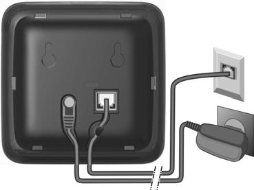 vastklikt. De voedingskabel van de netadapter aansluiten op de linker/bovenste aansluiting 2. De beide snoeren door de geleidingen 3 leiden.