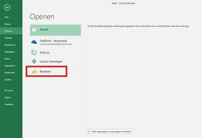 Een bestaand document openen U kunt in Excel gemakkelijk bestaande documenten openen. Nadat u Excel hebt gestart, kunt u aan de linkerkant van het overzichtsscherm een bestaand document openen.