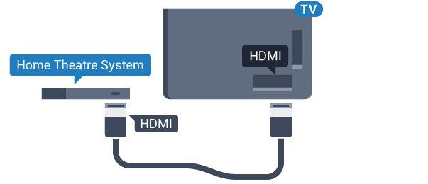 Gebruik een SCART-kabel als het apparaat geen HDMI-aansluiting heeft. Aansluiten met HDMI Sluit het home cinema-systeem (HTS) met een HDMIkabel aan op de TV.