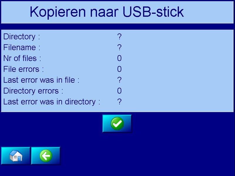 Het scherm kan verlaten worden met één van de toetsen links onderin, de home-toets of de backtoets. Met de ok-toets kan het kopiëren gestart worden.