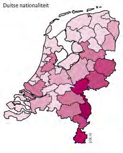 Van de Duitsers die naar Nederland pendelen, heeft 30 procent een baan via een uitzendbureau, oftewel 5.900 werknemers. Ten opzichte van 2008 is dat een daling van 63%. Kaart 4.