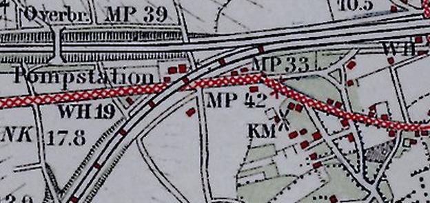 Afbeelding 7: Situatie in 1921 met het plangebied binnen het rode kader (bron: