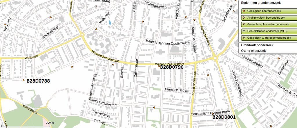 behorende bij de Formatie van Urk. De Formatie van Drenthe, Laagpakket van Gieten (klei) is niet aangetroffen. 230 meter zuidwestelijk van Zeven Peggenweg 9 is boring B28D0801 gezet.