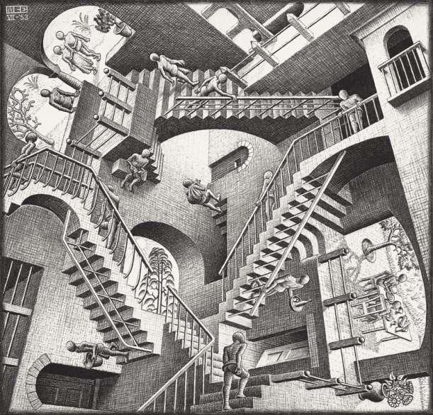 Relativiteit M.C. Escher, 1953 Houtsnede M.C. Escher s Relativiteit 2016 The M.C. Escher Company Baarn. Alle rechten voorbehouden. www.mcescher.