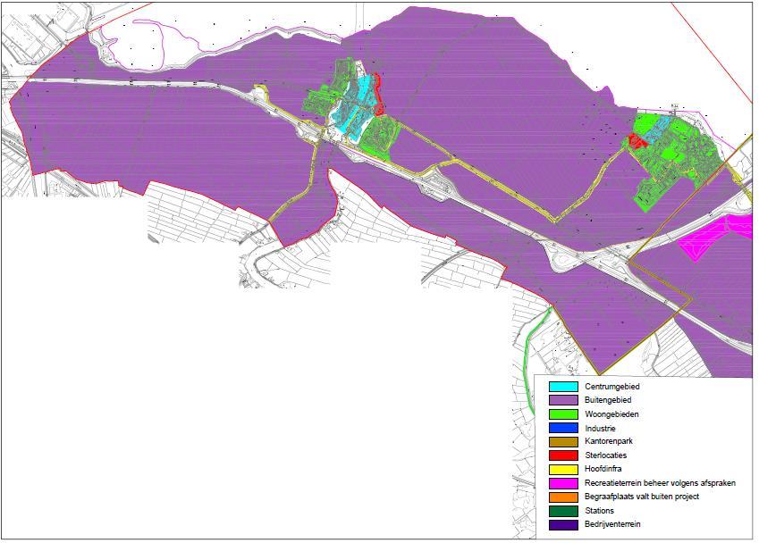 Centrumgebied: centrum Muiden en centrum Muiderberg inclusief boulevard; Woongebied: de woonwijken inclusief het groengebied ten zuiden van Mariahoeve in Muiden; Sterlocaties: gebied rondom