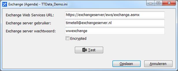4.3. Configuratie Exchange synchronisatie op server TimeTell kan agenda s automatisch synchroniseren met Exchange Server via Exchange Web Services (EWS).