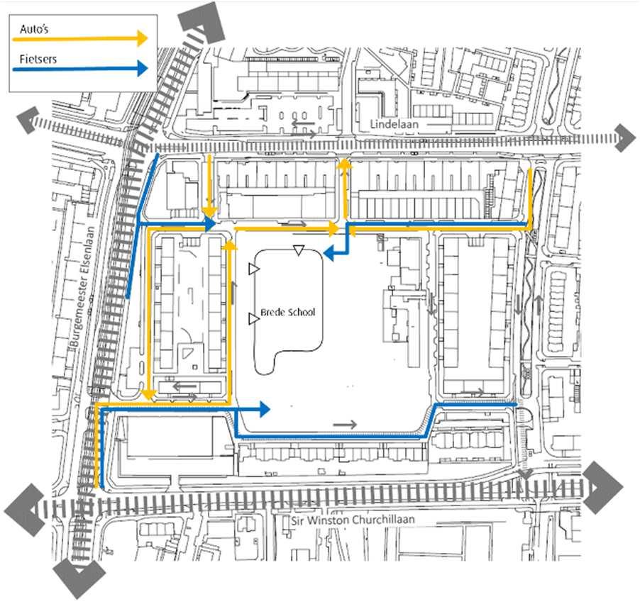 andere locatie te eindigen van de auto s. Hierdoor worden de twee verkeersstromen gescheiden.