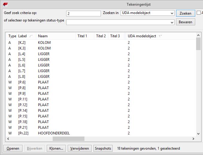 De macro wordt uitgevoerd en de informatie van het gebruikersattribuut van het onderdeel wordt in de lijst UDA