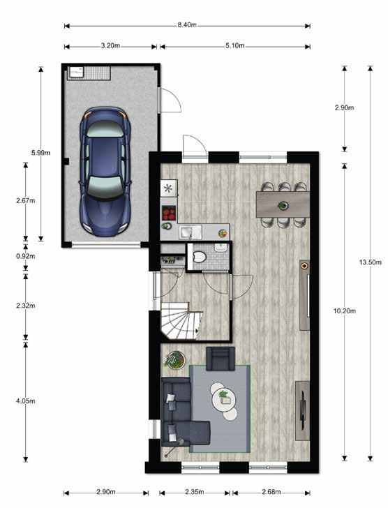 twee-onder-een kapwoning, bouwnummers 002-007 en 009-012 Begane grond