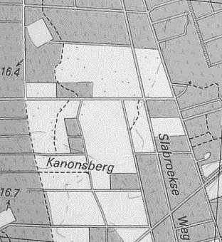 KM-hok 168-414, Kanonsberg. Het km-hok De Kanonsberg bestaat uit droge heide, restant vochtige heide, dennenbos, gemengd bos en gedund loofbos.