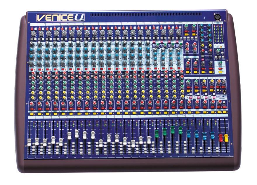 - Venice U24: 20 mono mic inputs, 16 mono + 4 stereo line inputs. - Venice U32: 28 mono mic inputs, 24 mono + 4 stereo line inputs.