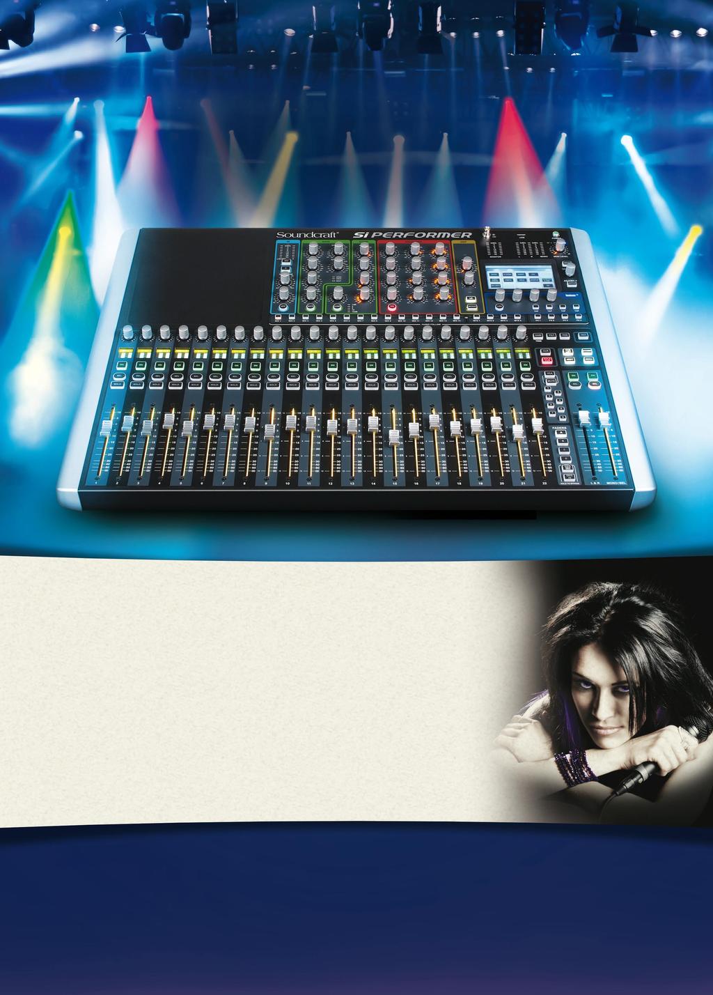 For the first time ever, Si Performer integrates class-leading Soundcraft digital audio mixing with parallel control over stage lighting.