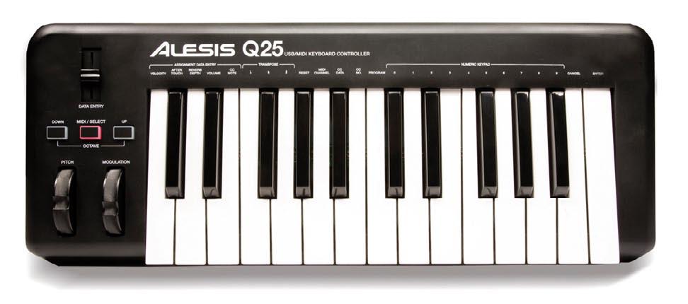 - 25/49 noten keyboard controller voor MIDI hardware en software - Aanslaggevoelige toetsen voor muzikale performance - USB MIDI en traditionele MIDI -