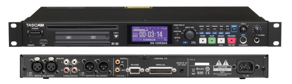 toonhoogte te veranderen - XLR balanced I/O, RCA unbalanced I/O, coaxial S/PDIF en AES/ EBU digital I/O tas-ssr200 Prijs: 649 tas-ssr200 NEW Tascam SS-R100