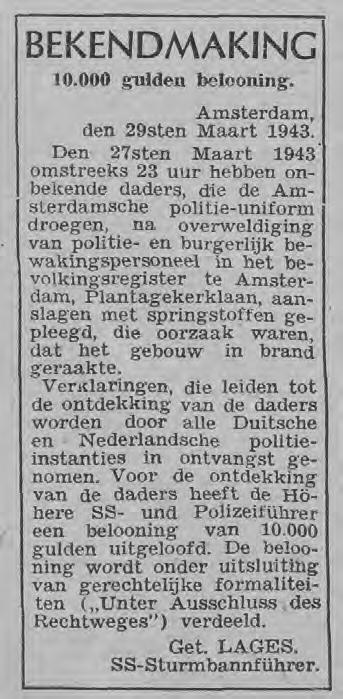 29 maart: Hierbij het bericht wat ze in Amsterdam hebben uitgehaald. Vanaf heden-avond moeten wij s avonds 11 uur binnen zijn. Cafés enz. moeten om 10 uur gesloten zijn.