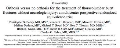 Orthosis for thoracolumbar burst fractures without neurologic deficit: A systematic review of prospective randomized controlled trials