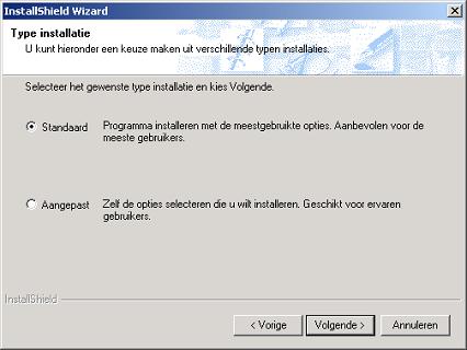 Het installatietype invoeren Kies Standaard en klik op de knop Volgende om Sharpdesk, Sharpdesk Imaging en Network Scanner Tool te