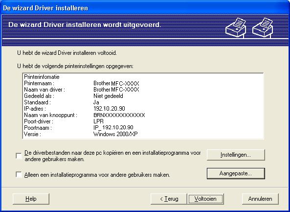 installeren en klik op Volgende. Als de gewenste printerdriver niet op de computer is geïnstalleerd: Klik op Diskette.