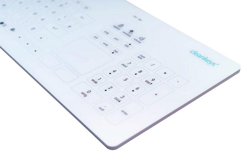 Als een gevolg hiervan bespaart dit toetsenbord, met zijn perfect gladde oppervlakte van glas, de gebruiker veel tijd en geld en blijft altijd bacterievrij.