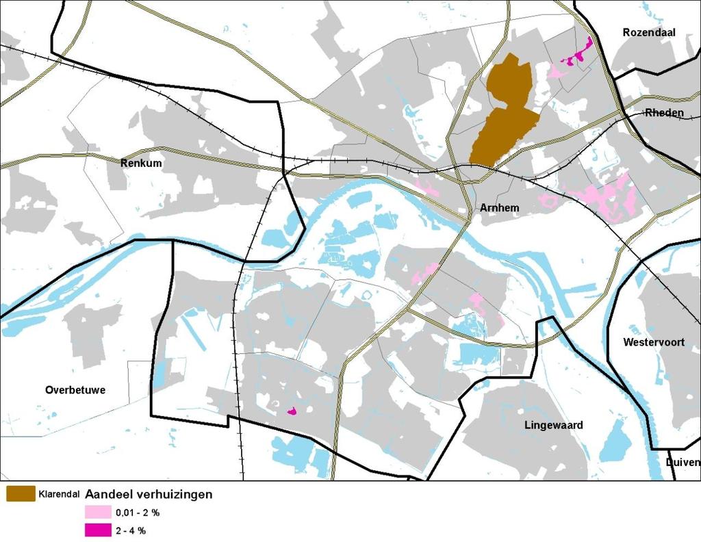 62 zingen uit de wijk, maar binnen de regio Arnhem. Dit is weinig in vergelijking met de andere onderzochte aandachtswijken, waarvoor het gemiddelde zeven procent is.