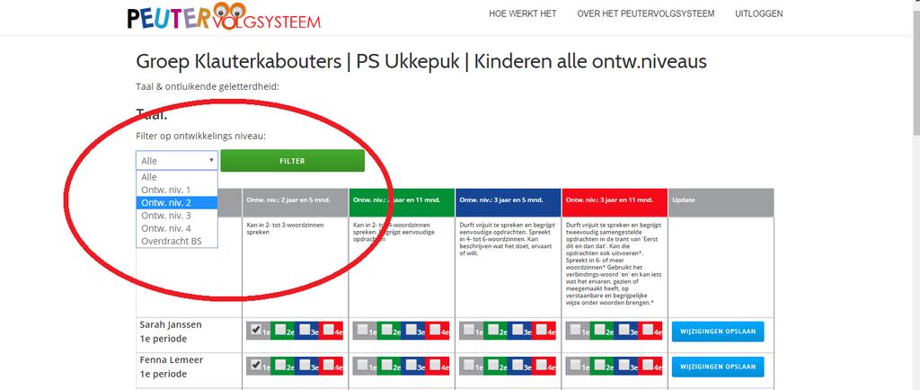 filteren op periode: