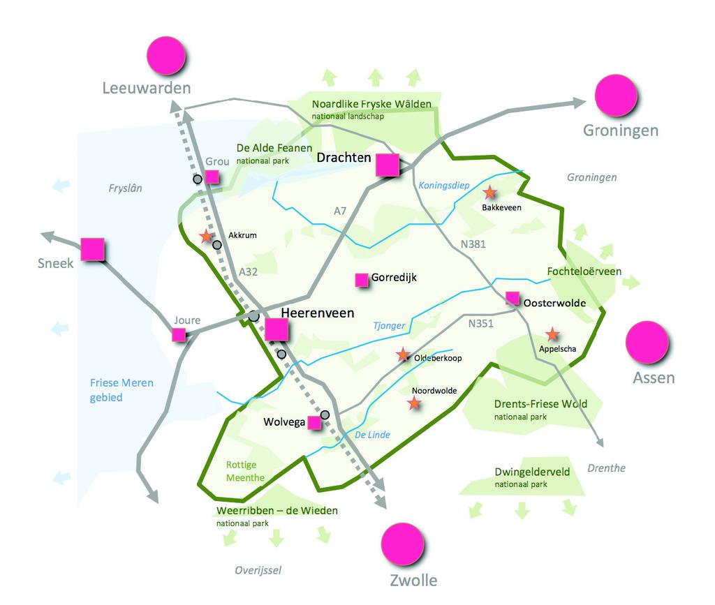 Ligging locatie Ligging locatie Wolvega-Noord, bereikbaar