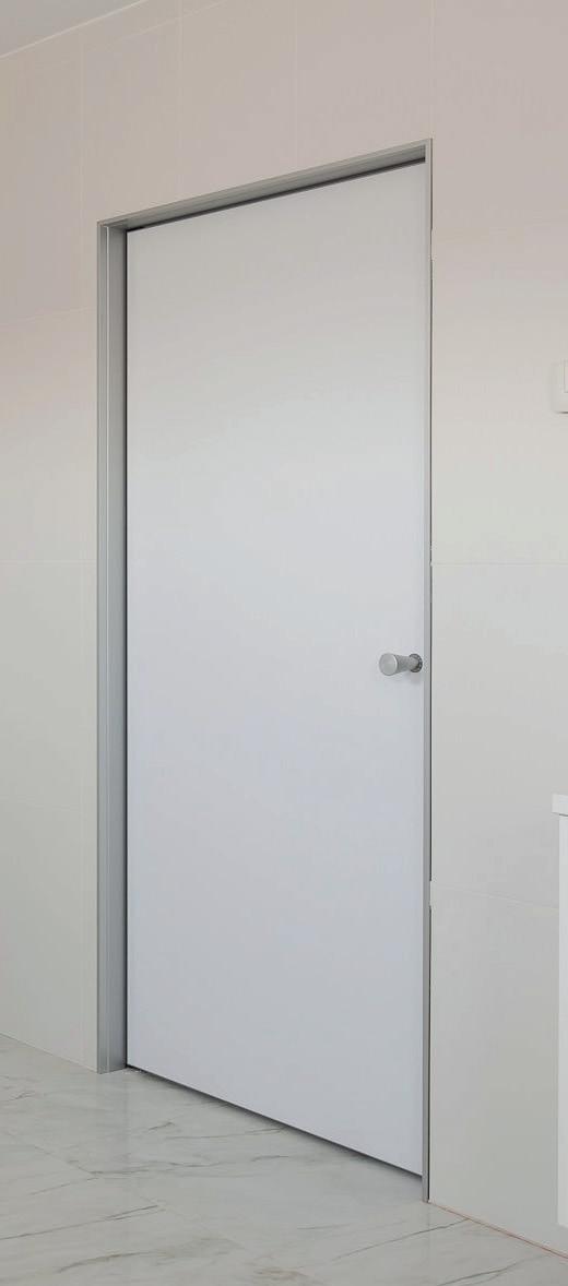 Geanodiseerde aluminium omlijsting met aan te pleisteren deurlijst ( naturel of zwart ) Centrale montage en deurbladpositie in de dagopening 11mm geanodiseerde